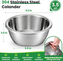 Hands-Free 304 Stainless Steel Strainer and Colander with Self-Draining Base, Kitchen Microporous Strainers for Rice Pasta Fruits Vegetables -