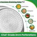 Hands-Free 304 Stainless Steel Strainer and Colander with Self-Draining Base, Kitchen Microporous Strainers for Rice Pasta Fruits Vegetables -