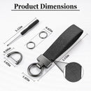 Leather Car Keychain, Universal Heavy Duty Metal Key Chain Holder with 2 Ring and Anti-Lost D-Ring, Accessories for Men Women (Black) Black -