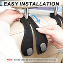 2PCS Car Purse Holder Hook, Seat Back Storage Leather-Wrapped Alloy Double Headrest Hook for Purses & Bags, Cute Interior Accessories Women and Men, Black -