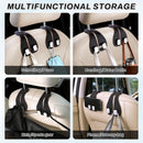 2PCS Car Purse Holder Hook, Seat Back Storage Leather-Wrapped Alloy Double Headrest Hook for Purses & Bags, Cute Interior Accessories Women and Men, Black -