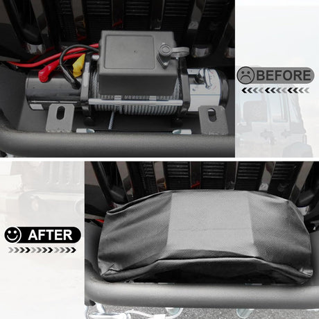 Heavy Duty 600D Waterproof Winch Cover - UV Resistant, Dust-Proof Protective for 8500-17500 lbs Electric Winches (22