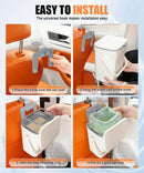 Car Trash Can with Lid and Phone Holder, Universal Bin, Waterproof Hanging Vehicle Garbage Can, Leak Proof Organizers Storage, Accessories Interior for Women Men, White -