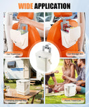 Car Trash Can with Lid and Phone Holder, Universal Bin, Waterproof Hanging Vehicle Garbage Can, Leak Proof Organizers Storage, Accessories Interior for Women Men, White -