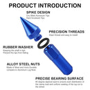 20PCS M14X1.5 Wheel Lug Nuts, Cap Spiked Extended Tuner 60mm Aluminum Wheels Rims Nuts (Blue) blue M14x1.5