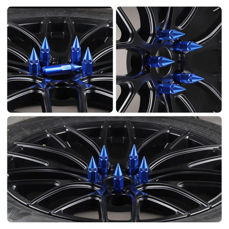 20PCS M14X1.5 Wheel Lug Nuts, Cap Spiked Extended Tuner 60mm Aluminum Wheels Rims Nuts (Blue) blue M14x1.5