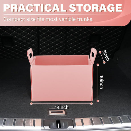 Car Trunk Organizer, Foldable Organizer for SUV, Lightweight Storage Sundries, Accessories Women and Men, Travel Essentials, Felt, 2 Pack Pink pink -