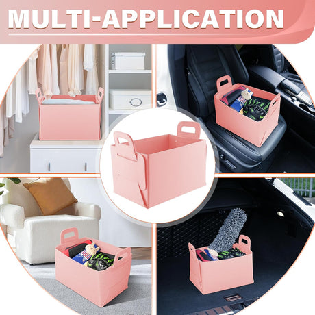 Car Trunk Organizer, Foldable Organizer for SUV, Lightweight Storage Sundries, Accessories Women and Men, Travel Essentials, Felt, 2 Pack Pink pink -