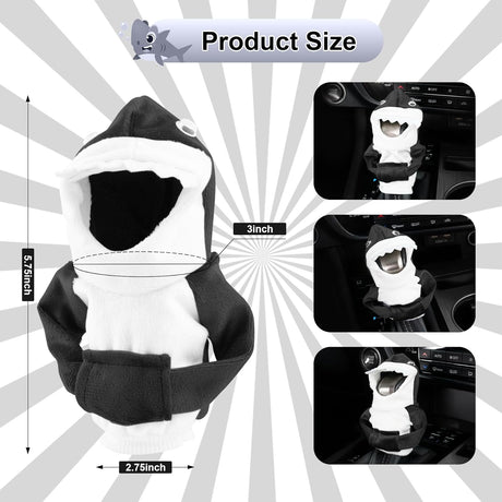 Car Gear Shift Cover, Universal Hoodie, Cute Shark Cover for Knob Protection, Automotive Interior Gadgets, Accessories Women and Man Gifts Black -