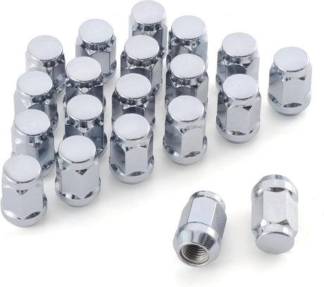 20PCS White Knight M12x1.5 Wheel Lug Nuts, One-Piece Design Bulge Acorn Chrome Nuts for Toyota Camry/Corolla/Tacoma Lexus/Ford Fusion/Focus Silver M12X1.5