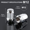 20PCS White Knight M12x1.5 Wheel Lug Nuts, One-Piece Design Bulge Acorn Chrome Nuts for Toyota Camry/Corolla/Tacoma Lexus/Ford Fusion/Focus Silver M12X1.5