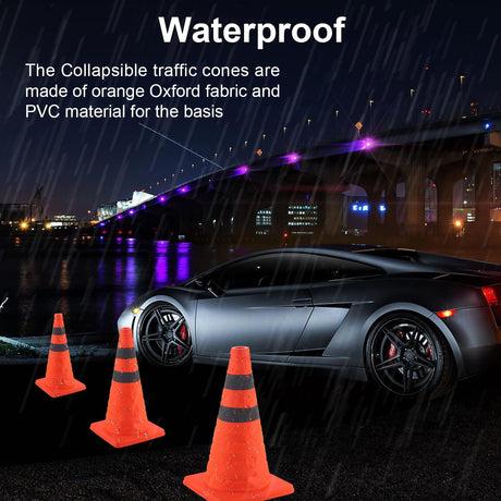 18 inch Traffic Cones, 2PCS Collapsible Orange Cones for Parking, Parking with Reflective Collars, Training Driveway, Car Interior Accessories -