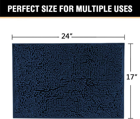 Navy Blue Bath Rug, Mat Non Slip Mats for Bathroom Floor, Rug Extra Thick Chenille 17