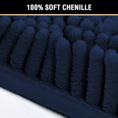 Navy Blue Bath Rug, Mat Non Slip Mats for Bathroom Floor, Rug Extra Thick Chenille 17