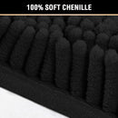 Black Bathroom Rug Set 2 Piece, Bath Mats for Floor, Super Thick Soft Shaggy Chenille Machine Washable, Dry Fast Water Absorbent Mats(20" x 32"/17" 24") 20" 32" Plus 17" 24"