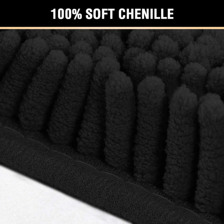 Black Bathroom Rug Set 2 Piece, Bath Mats for Floor, Super Thick Soft Shaggy Chenille Machine Washable, Dry Fast Water Absorbent Mats(20