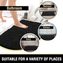 Black Bathroom Rug Set 2 Piece, Bath Mats for Floor, Super Thick Soft Shaggy Chenille Machine Washable, Dry Fast Water Absorbent Mats(20" x 32"/17" 24") 20" 32" Plus 17" 24"