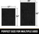 Black Bathroom Rug Set 2 Piece, Bath Mats for Floor, Super Thick Soft Shaggy Chenille Machine Washable, Dry Fast Water Absorbent Mats(20" x 32"/17" 24") 20" 32" Plus 17" 24"