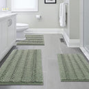 3 Piece Bathroom Rugs Sets Thick Striped Bath Set for Non Slip Soft Absorbent Mat Tub, Shower and Toilet(17''x24''+20''x32''+20''x24'' U-Shaped, Sage) Sage 17" x 24" + 20" 32" U Shape