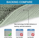 3 Piece Bathroom Rugs Sets Thick Striped Bath Set for Non Slip Soft Absorbent Mat Tub, Shower and Toilet(17''x24''+20''x32''+20''x24'' U-Shaped, Sage) Sage 17" x 24" + 20" 32" U Shape
