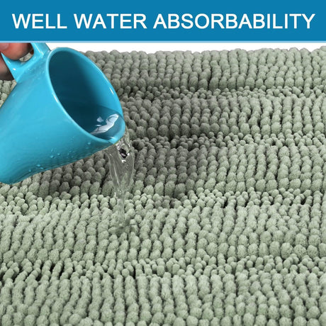 3 Piece Bathroom Rugs Sets Thick Striped Bath Set for Non Slip Soft Absorbent Mat Tub, Shower and Toilet(17''x24''+20''x32''+20''x24'' U-Shaped, Sage) Sage 17