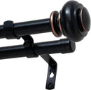 Double Curtain Rods for Windows 16.2 to 90.6 Inches 3/4 inch Diameter Adjustable Decorative Telescoping Rod with Brackets Heavy Duty Splicing Rods, Black 16.2"-90.6"