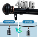 Double Curtain Rods for Windows 16.2 to 90.6 Inches 3/4 inch Diameter Adjustable Decorative Telescoping Rod with Brackets Heavy Duty Splicing Rods, Black 16.2"-90.6"