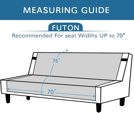 Futon Cover Reversible Sofa Slipcover Furniture Protector Water Resistant 2 Inch Wide Elastic Straps Bed Pets Kids Dog Cat Fit Sitting Width Up to 70
