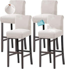 100% Waterproof Bar Stool Cover Stretch Counter Pub Chair Slipcover for Dining Room Removable Soft Thick Solid Fleece Fabric Slipcovers Set of 4, Ivory Fleece-ivory -