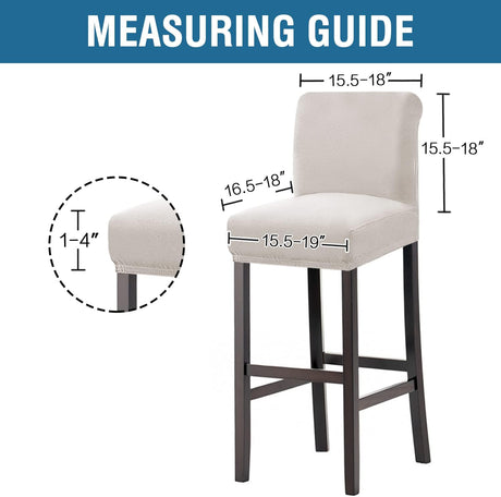100% Waterproof Bar Stool Cover Stretch Counter Pub Chair Slipcover for Dining Room Removable Soft Thick Solid Fleece Fabric Slipcovers Set of 4, Ivory Fleece-ivory -