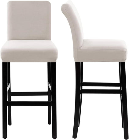 100% Waterproof Bar Stool Cover Stretch Counter Pub Chair Slipcover for Dining Room Removable Soft Thick Solid Fleece Fabric Slipcovers Set of 4, Ivory Fleece-ivory -