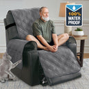 100% Waterproof Recliner Chair Cover Nonslip Stay in Place Electric Power Lift Slipcovers Fitted Standard Large with Side Pocket,Grey/Beige Grey/Beige -