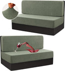 100% Waterproof RV Dinette Cushion Covers Booth Set Elastic Camper Replacement Couch Washable Jacquard Crizzle Pattern (2 Backrest Cover & 2 Bench Cover, Seagrass) Seagrass