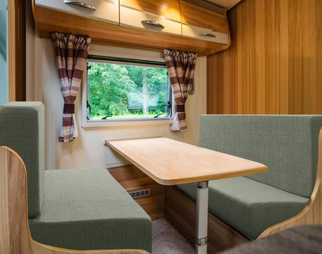 100% Waterproof RV Dinette Cushion Covers Booth Set Elastic Camper Replacement Couch Washable Jacquard Crizzle Pattern (2 Backrest Cover & 2 Bench Cover, Seagrass) Seagrass