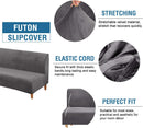 Real Velvet Futon Cover Armless Sofa Covers Bed Stretch Couch Slipcover Furniture Protector Thick Soft Fabric Form Fitted Stay in Place, Grey -