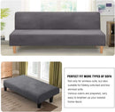 Real Velvet Futon Cover Armless Sofa Covers Bed Stretch Couch Slipcover Furniture Protector Thick Soft Fabric Form Fitted Stay in Place, Grey -