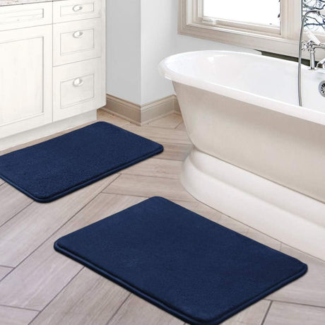 Bath Mat Memory Foam Set Bathroom Rug Flannel Velvety Luxury Extra Soft and Absorbent Non Slip Rugs for Bathroom/Bedroom Washable(2 Pack- 20