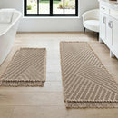 Waffle Bath Mat Super Absorbent Boho Non Slip Rugs for Bathroom Floor Machine Washable Dry Fast with Tassels (47 x 17 Plus 24 Inches, Irish Cream) Cream 47" 17" 24"