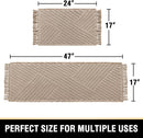 Waffle Bath Mat Super Absorbent Boho Non Slip Rugs for Bathroom Floor Machine Washable Dry Fast with Tassels (47 x 17 Plus 24 Inches, Irish Cream) Cream 47" 17" 24"