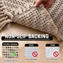 Waffle Bath Mat Super Absorbent Boho Non Slip Rugs for Bathroom Floor Machine Washable Dry Fast with Tassels (47 x 17 Plus 24 Inches, Irish Cream) Cream 47" 17" 24"