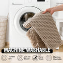 Waffle Bath Mat Super Absorbent Boho Non Slip Rugs for Bathroom Floor Machine Washable Dry Fast with Tassels (47 x 17 Plus 24 Inches, Irish Cream) Cream 47" 17" 24"