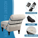 Water Resistant Accent Chair Cover Reversible Quilted Covers Without Arms Thick Soft Durable with Anti-Slip Buckle Washable, Ivory/Beige -