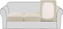 High Stretch Individual Seat Cushion Covers Sofa Slipcovers Couch Featuring Jacquard Textured Twill Fabric (3 Pack for 3 Sofa, Natural, Large) Natural -