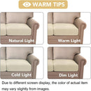 High Stretch Individual Seat Cushion Covers Sofa Slipcovers Couch Featuring Jacquard Textured Twill Fabric (3 Pack for 3 Sofa, Natural, Large) Natural -