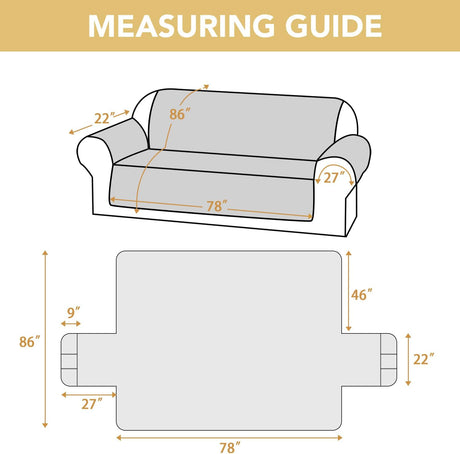 100% Waterproof Couch Cover for 3 Cushion Sofa Washable Pet Friendly with Elastic Straps Thick Durable Storage Pocket(XL Sofa, Beige) Beige 78