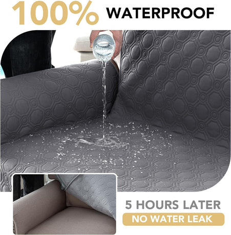 100% Waterproof Recliner Chair Covers, Covers Non-Slip Stay in Place, Thick Cover for with Pocket, Dog Couch Protector Washable(Grey, 23