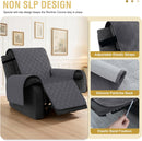 100% Waterproof Recliner Chair Covers, Covers Non-Slip Stay in Place, Thick Cover for with Pocket, Dog Couch Protector Washable(Grey, 23") Gray 23"