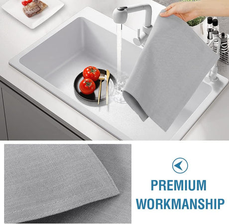 Linen Placemats Set of 4 Premium Solid Table for Dining Spill-Proof Waterproof Mats Heat-Resistant Kitchen Washable, 12x18 inches, Grey Gray -