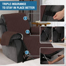 Reversible Quilted Recliner Covers Chair Cover Water Resistant Furniture Protector Washable Couch with Elastic Straps for Kids, Pets (Recliner, Brown/Beige) Brown/Beige (79" x 68")