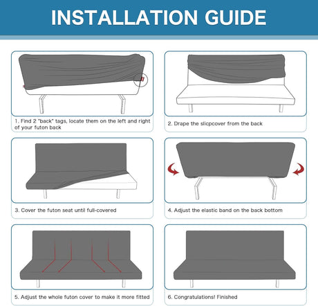 100% Waterproof Armless Futon Cover, Sofa Cover Stretch Jacquard Couch for Futon, Dual Leakproof Furniture Protector Pets, Grey -